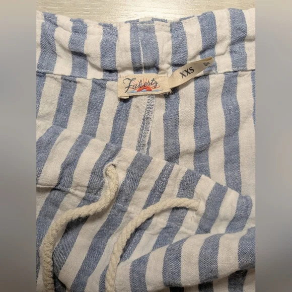 Faherty Blue Stripe Linen Blend Mid-Rise Drawstring Relaxed Pacific Beach Pant - Picture 10 of 12